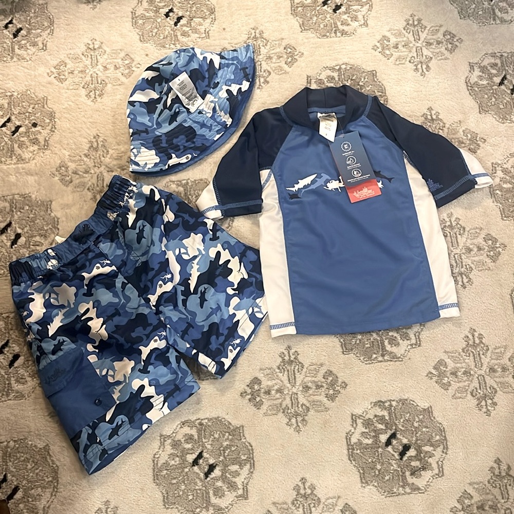 5 UV Skinz 3 Piece shirt/short/hat Combo Boys swim
